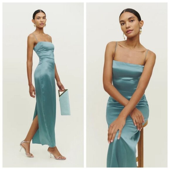 💕REFORMATION💕 Frankie Dress ~ Verdigris 8 NWT - Picture 1 of 16